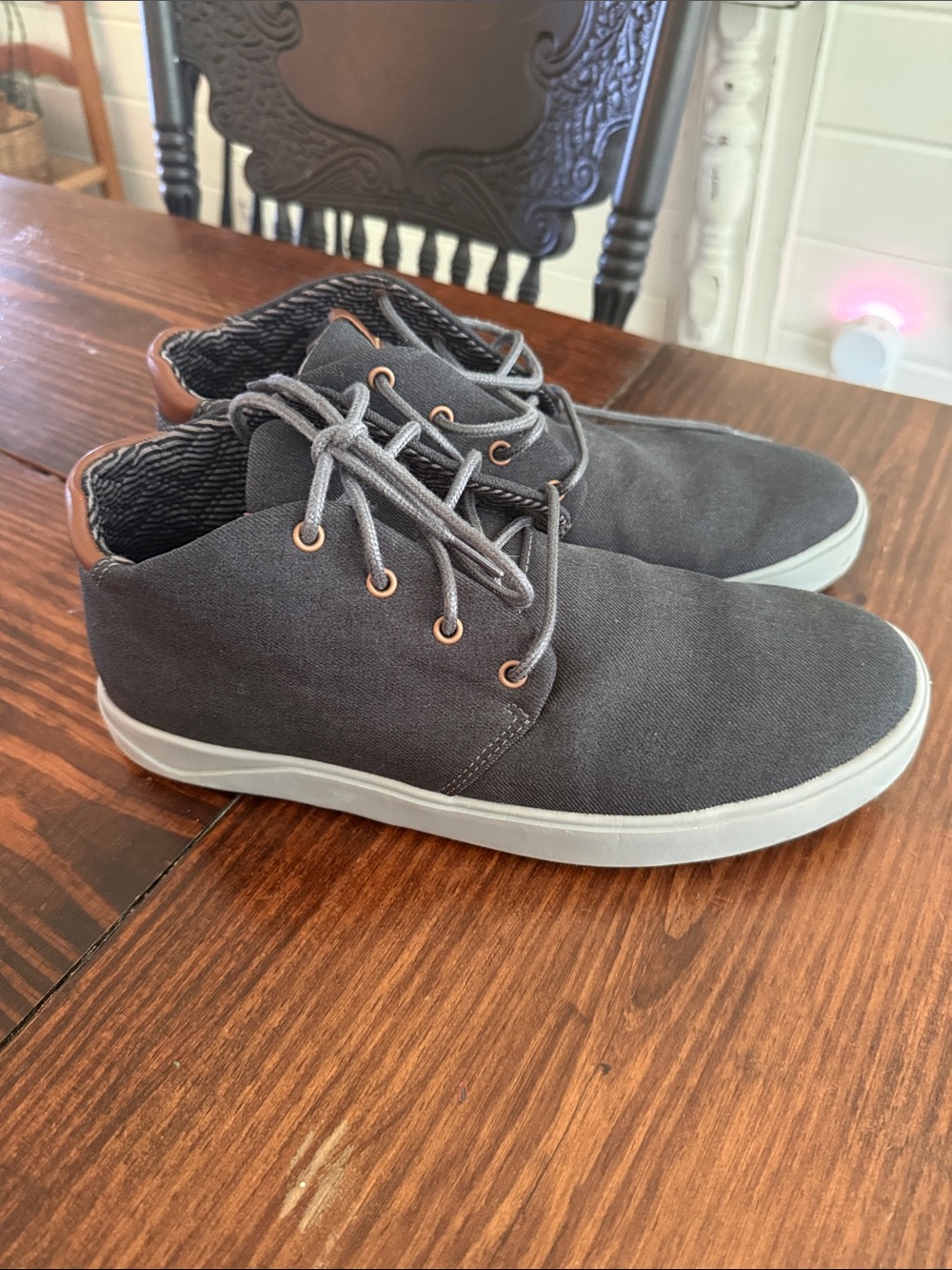 OluKai Gray Canvas Chukka Boots with Gray Sole
